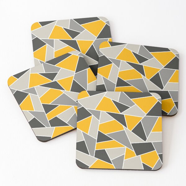 Yellow coasters Mustard table decor Geometric drink mat 