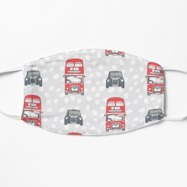 London Bus and London Taxi on a grey spot background Flat Mask