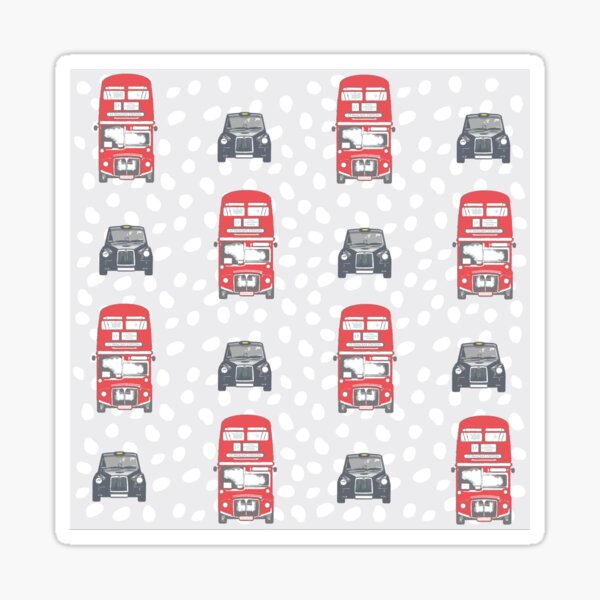 London Bus and London Taxi on a grey spot background Sticker