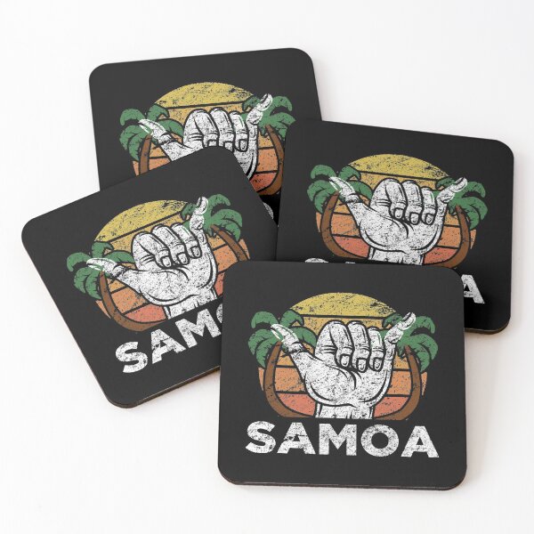 Artikelvorschau, Vintage Shaka Samoa Samoan Beach Sonnenuntergang Surfer entworfen und verkauft von DamnGoodDesign.