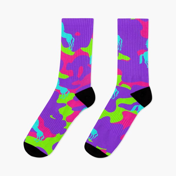 Item preview, Unicorns on Neon Purple Pink and Lime Green Camo Camouflage designed and sold by funnytshirtemp.
