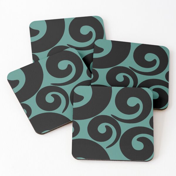 Item preview, Black and turquoise pattern with spirals designed and sold by marina63.