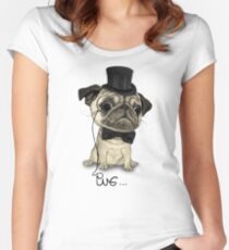 Pug; Gentle Pug (v3) Women's Fitted Scoop T-Shirt