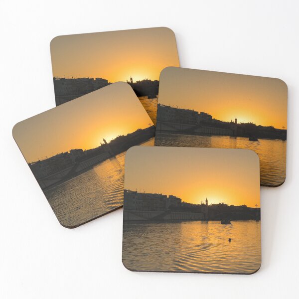 Item preview, Hot Sevillian Silhouettes - Sunset Behind Capilla del Carmen on Guadalquivir River  designed and sold by Georgia Mizuleva.