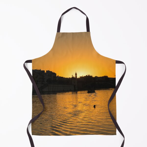 Item preview, Hot Sevillian Silhouettes - Sunset Behind Capilla del Carmen on Guadalquivir River designed and sold by Georgia Mizuleva.