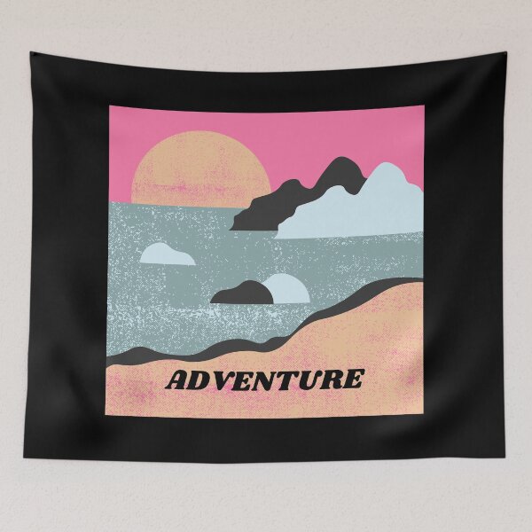 Item preview, Copy of Adventure Retro Illustrationpink anc black beach sand and sun Summer Digital Art designed and sold by conceptDVS.
