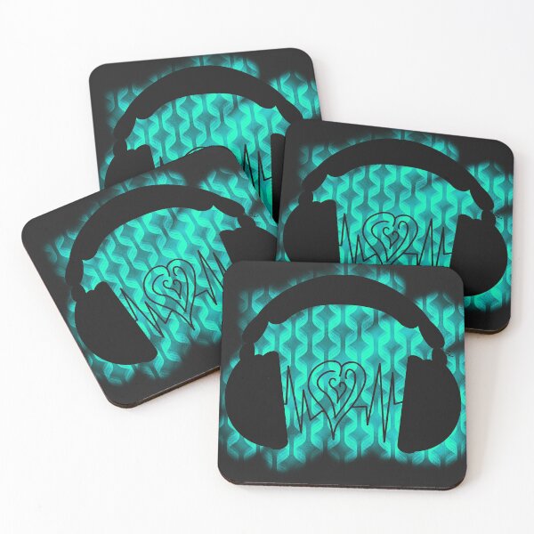 Item preview, Headphones on blue background with heart and swings designed and sold by BV-creas.