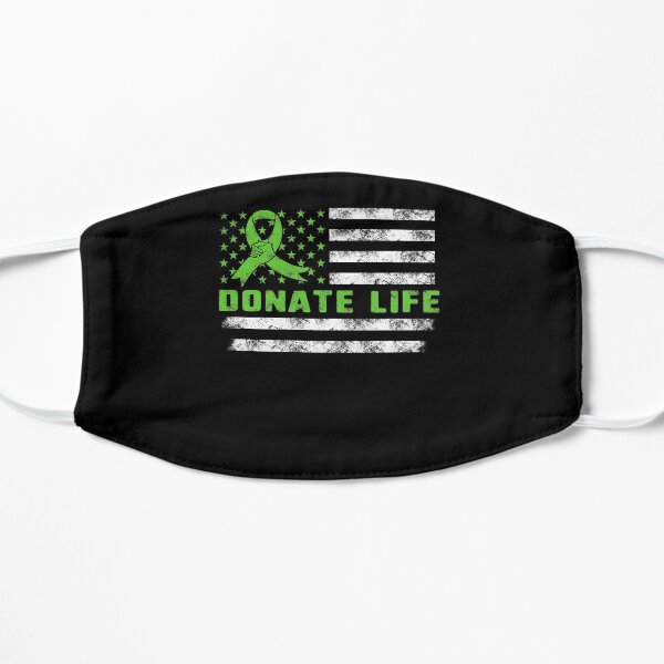 Donate Life USA American Flag Transplant Organ Transplantation Awareness Heart Green Ribbon Gift Mask