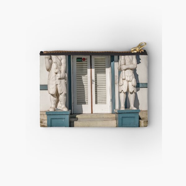 Item preview, Historical twin statues in the doorway of a Tudor style building in the city of Norwich designed and sold by yackers1.