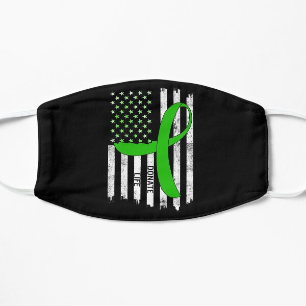 Donate Life USA American Flag Transplant Organ Transplantation Awareness Heart Green Ribbon Gift Mask