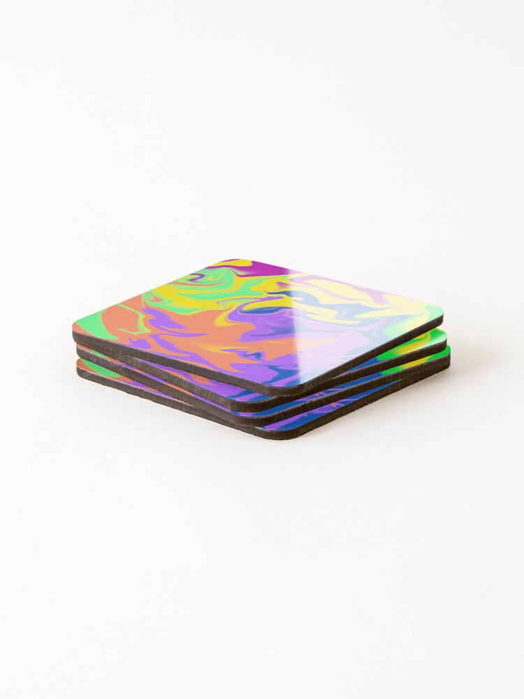 Thumbnail 4 of 5, Coasters (Set of 4), Abstract Rainbow Pattern designed and sold by Selective.