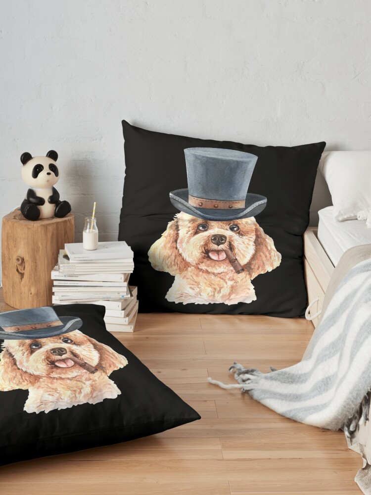 Alternate view of Watercolor Poodle Top Hat Floor Pillow