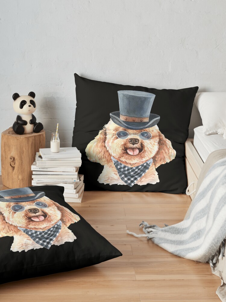 Alternate view of Watercolor Poodle Top Hat Floor Pillow