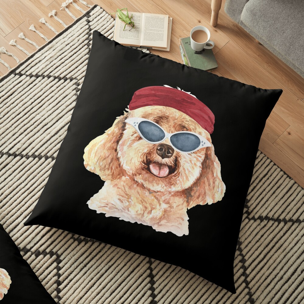 Watercolor Poodle shades,gym,exercise, Floor Pillow