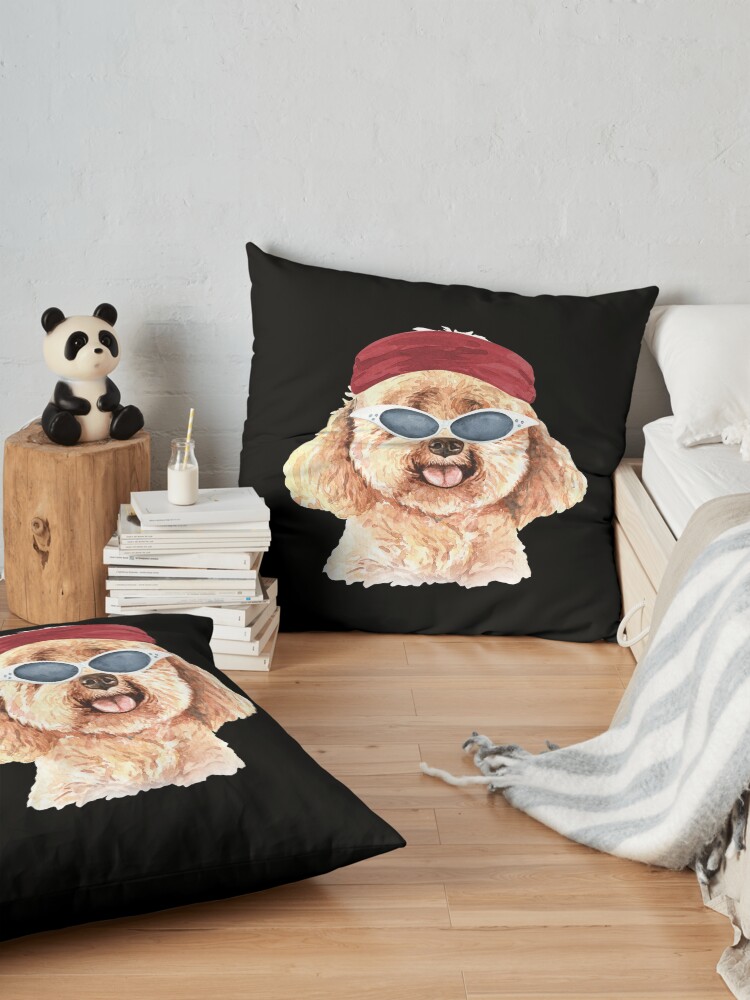 Alternate view of Watercolor Poodle shades,gym,exercise, Floor Pillow