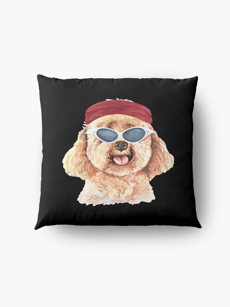 Alternate view of Watercolor Poodle shades,gym,exercise, Floor Pillow