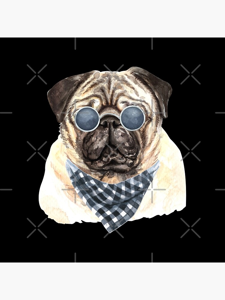 Watercolor Pug Cool Biker by dog-gifts