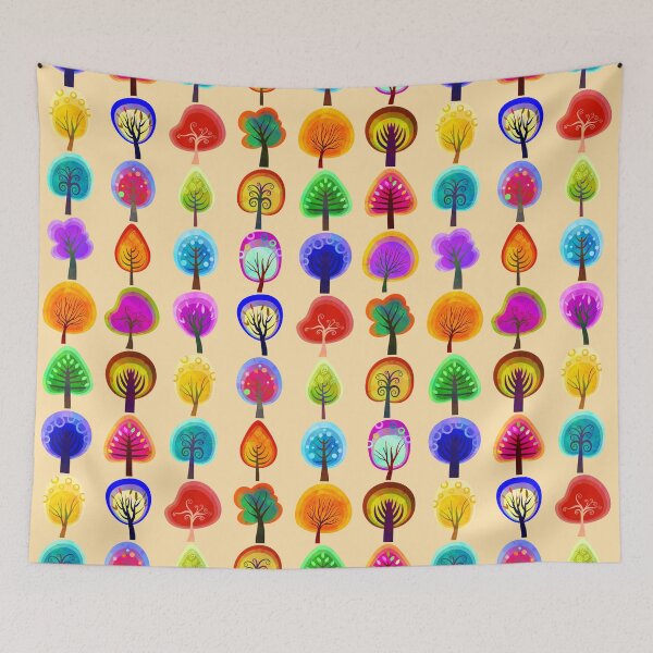 Item preview, Colorful trees forest decorative pattern designed and sold by NatureArtUK.