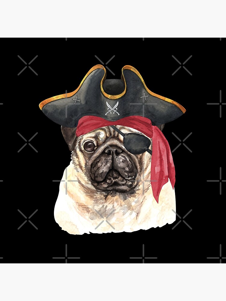 Watercolor Pug Pirate Hat Eye Patch by dog-gifts