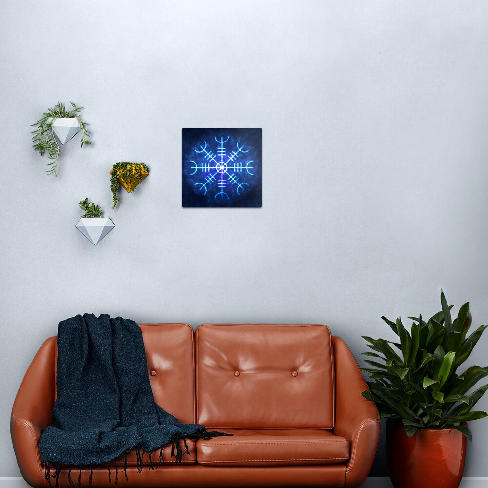 Helm of Awe Sigil, Icelandic Magical Stave Wrought in Ice Fire Metal Print