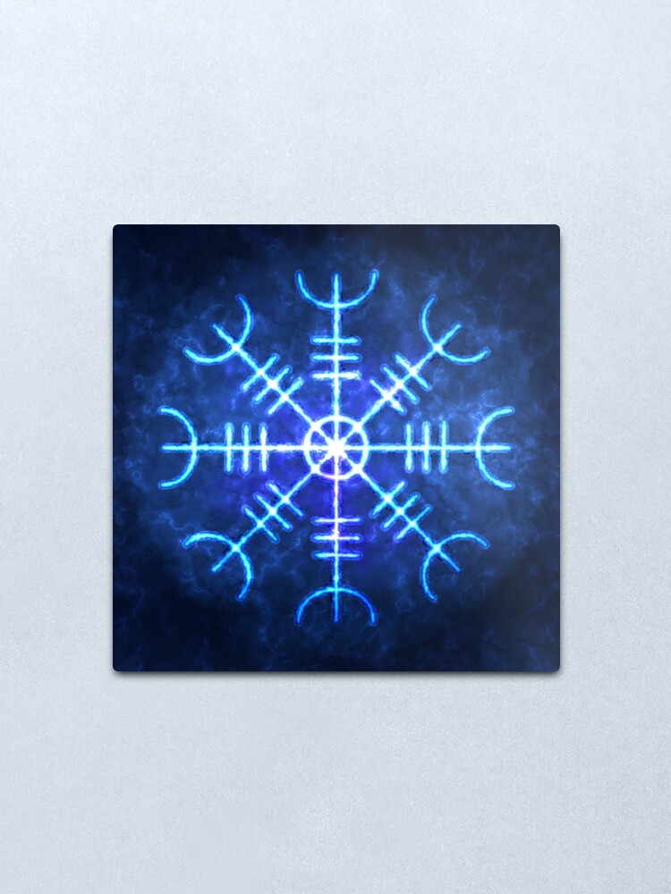 Alternate view of Helm of Awe Sigil, Icelandic Magical Stave Wrought in Ice Fire Metal Print
