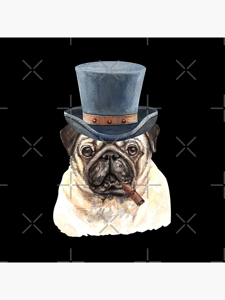 Watercolor Pug Top Hat by dog-gifts