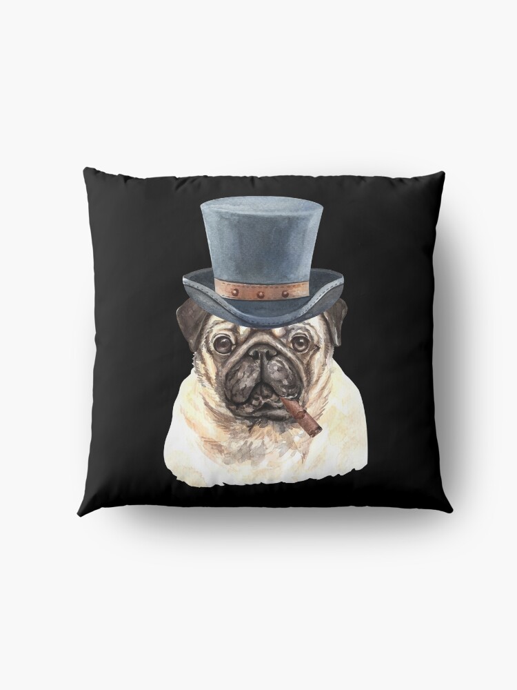 Alternate view of Watercolor Pug Top Hat Floor Pillow