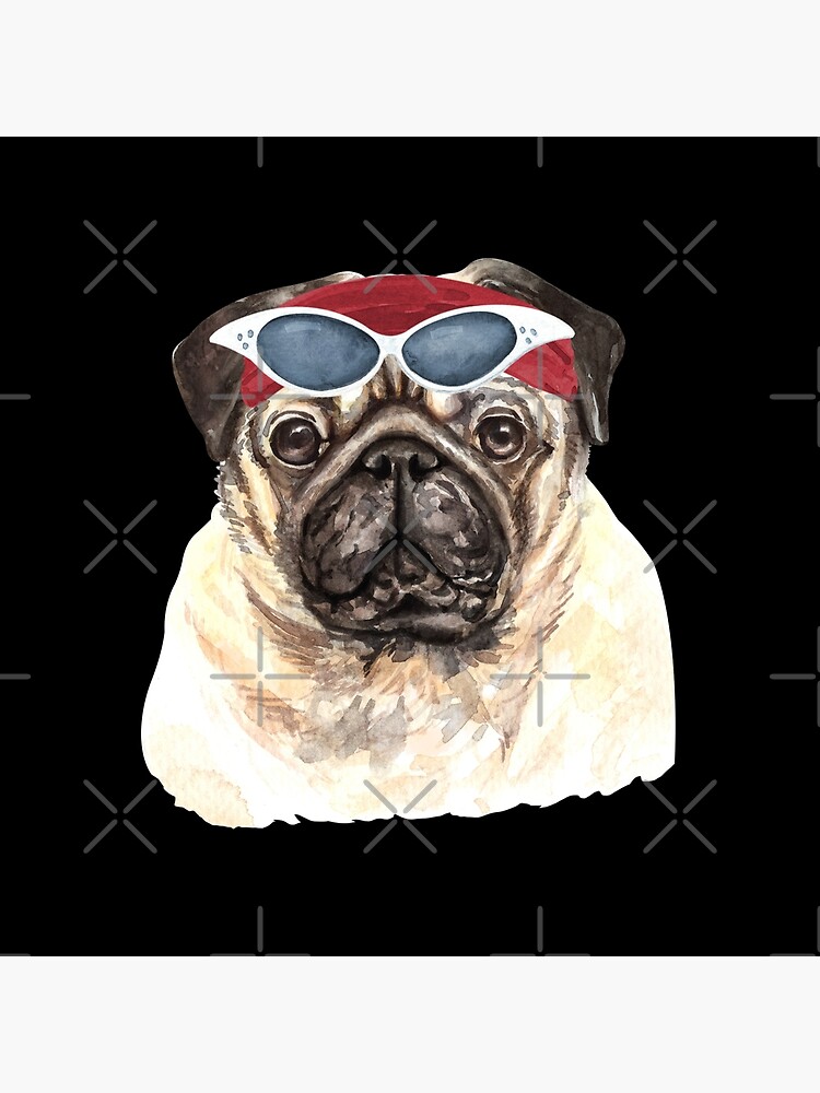 Watercolor Pug shades,gym,exercise, by dog-gifts