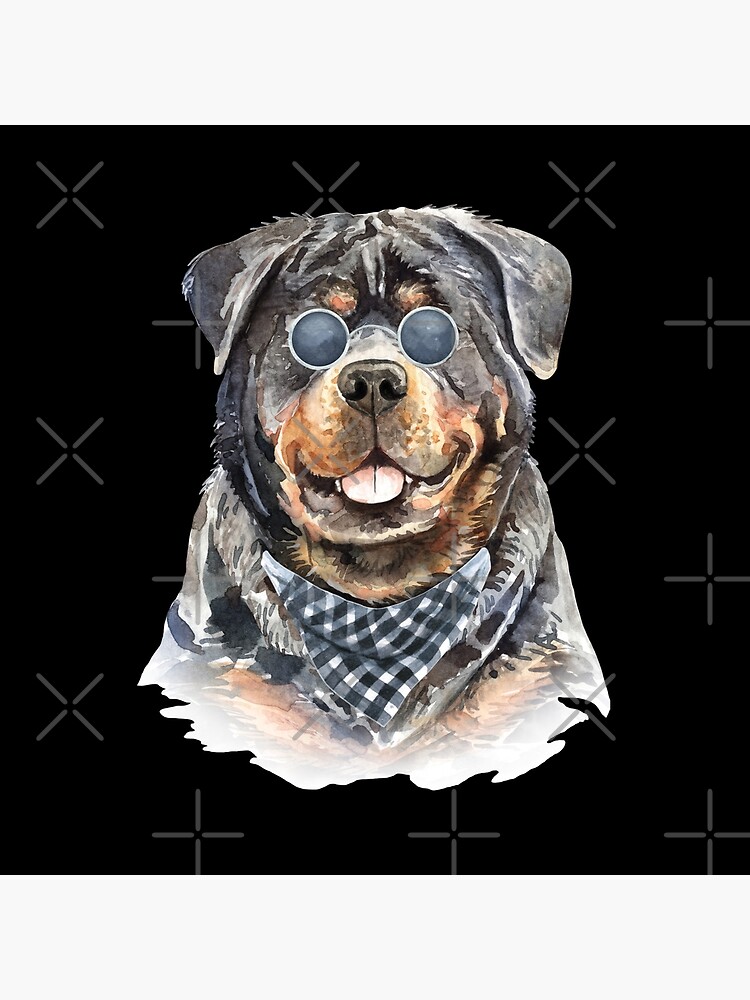 Watercolor Rottweiler Cool Biker by dog-gifts