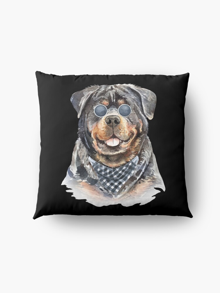 Alternate view of Watercolor Rottweiler Cool Biker Floor Pillow