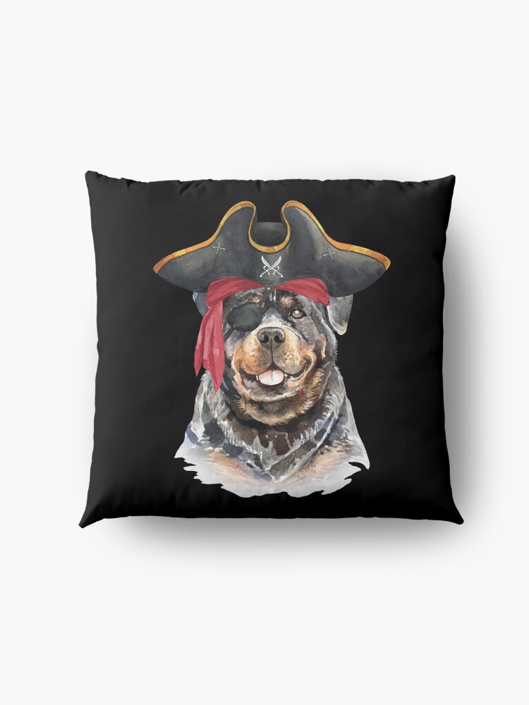 Alternate view of Watercolor Rottweiler Pirate Hat Eye Patch Floor Pillow