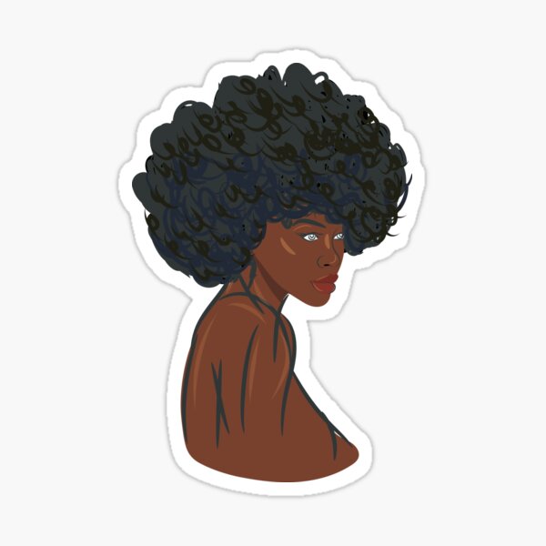 Aperçu de l'œuvre Portrait de style plat d'une femme afro-américaine aux cheveux noirs bouclés créée et vendue par KARTICK DUTTA.