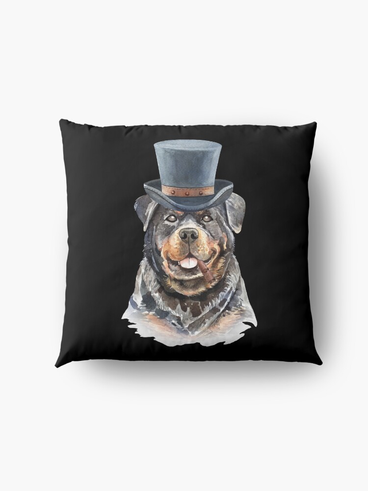 Alternate view of Watercolor Rottweiler Top Hat Floor Pillow