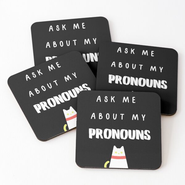 Item preview, Ask Me About My Pronouns - White Text designed and sold by Wisps & Whiskers Designs.