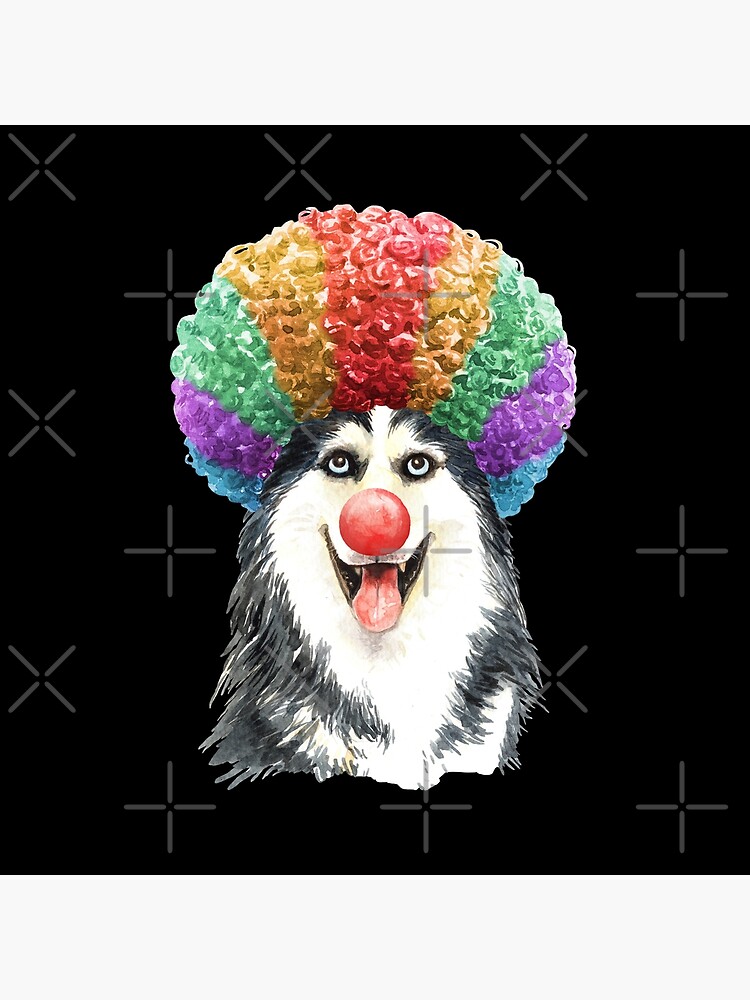 Watercolor Siberian Husky Clown by dog-gifts