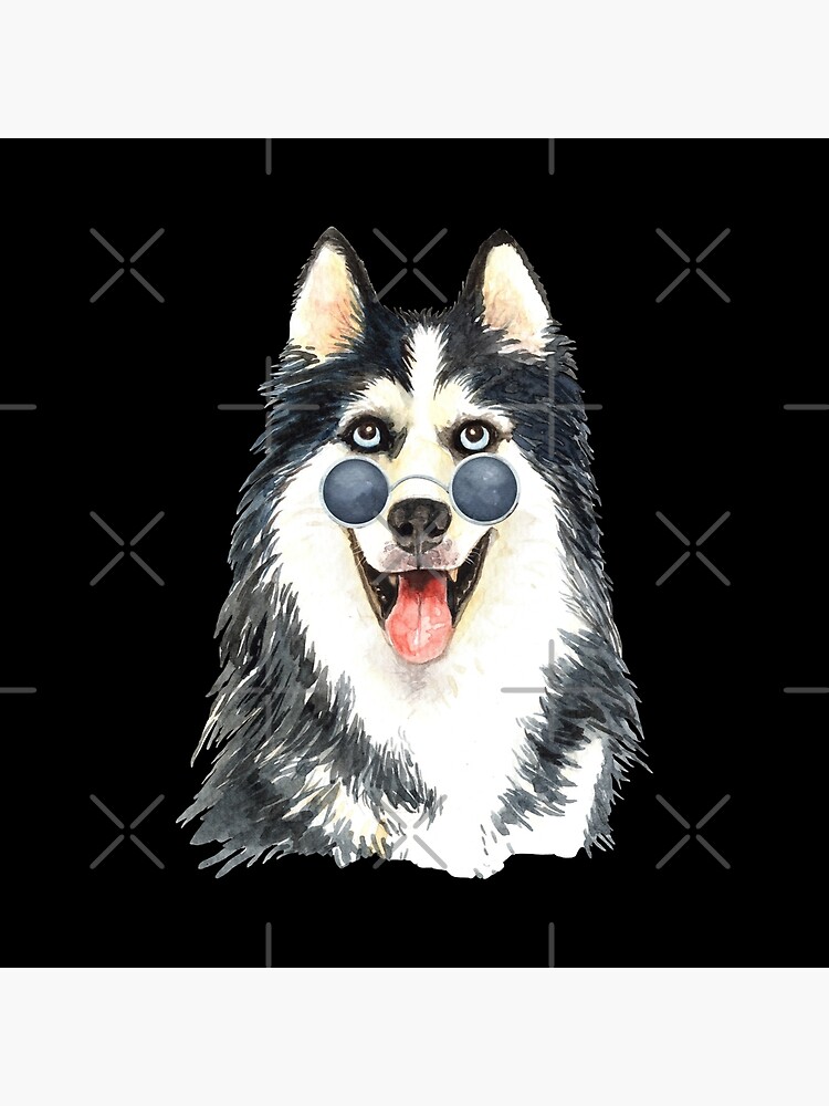 Watercolor Siberian Husky Cool Biker by dog-gifts