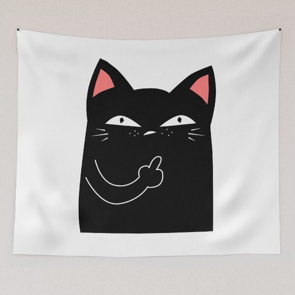 Item preview, Black Cat Middle Finger Naughty designed and sold by Imutobi.