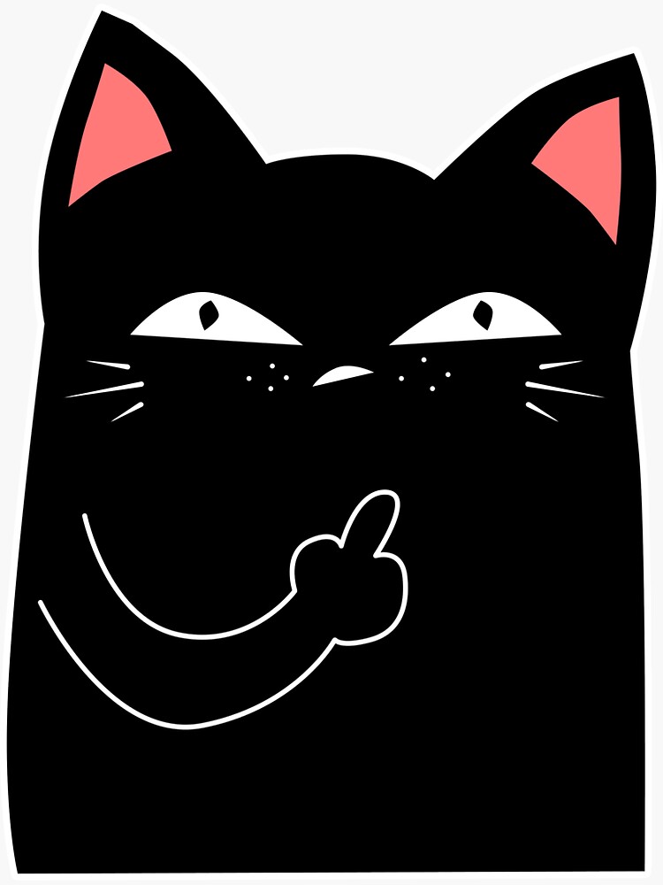 Black Cat Middle Finger Naughty Sticker By Imutobi Redbubble 0103