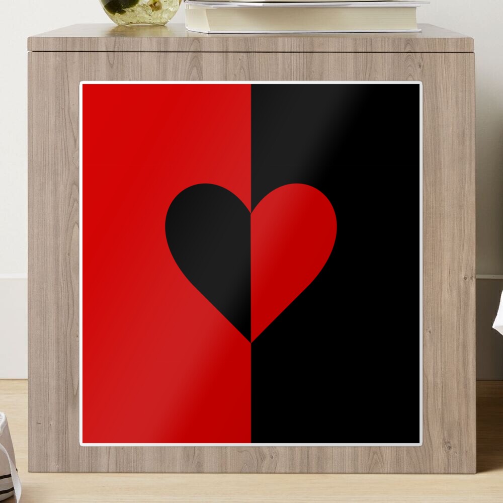 Half-hearted: Red black heart inverted colours - Original Design