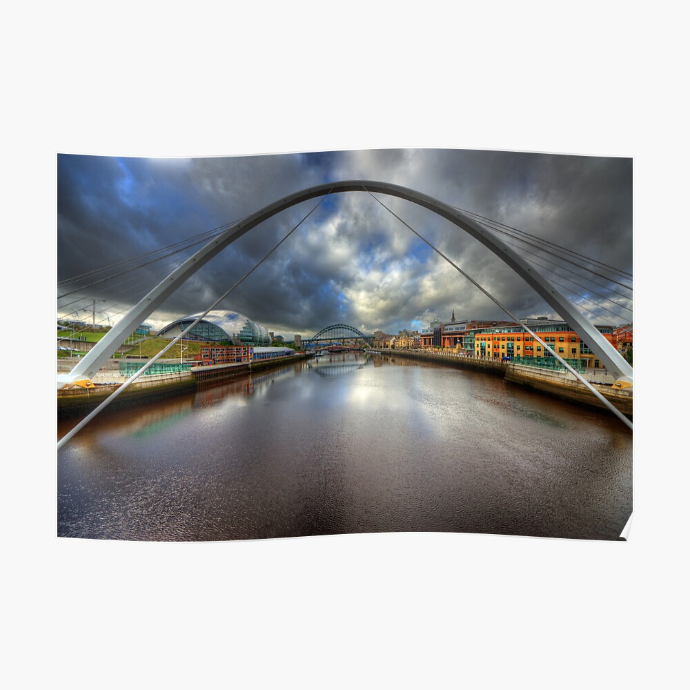 Poster Millennium Bridge River Tyne Newcastle Quayside Gateshead Wall Poster A0 = 46,8 x 33,1 pouces 