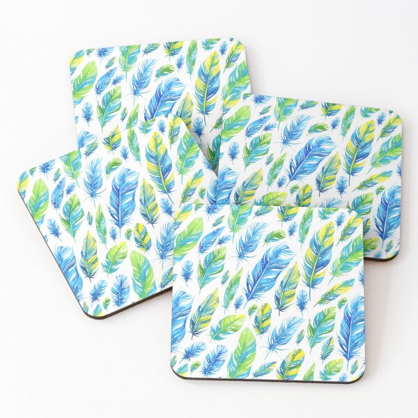 Item preview, boho blue feathers print designed and sold by MGdezigns.