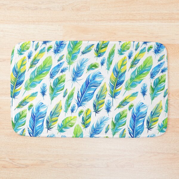 Item preview, boho blue feathers print designed and sold by MGdezigns.
