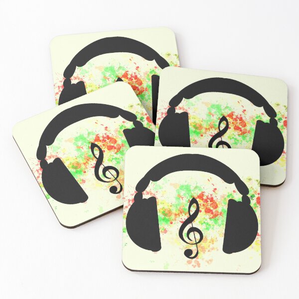Item preview, Headphones with treble clef and paint splash designed and sold by BV-creas.