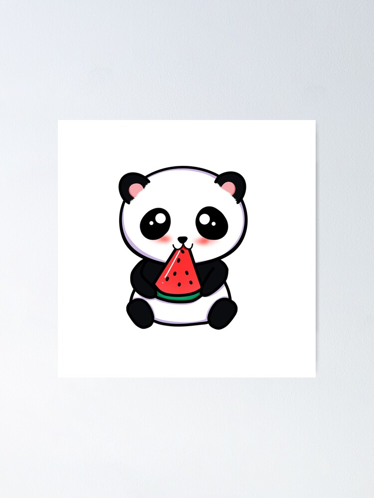 Panda Eating Watermelon  Poster