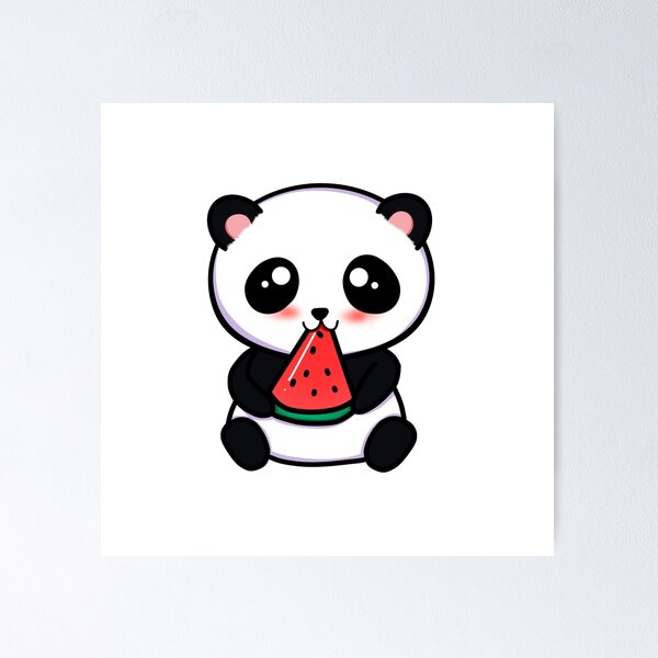 Panda Eating Watermelon  Poster