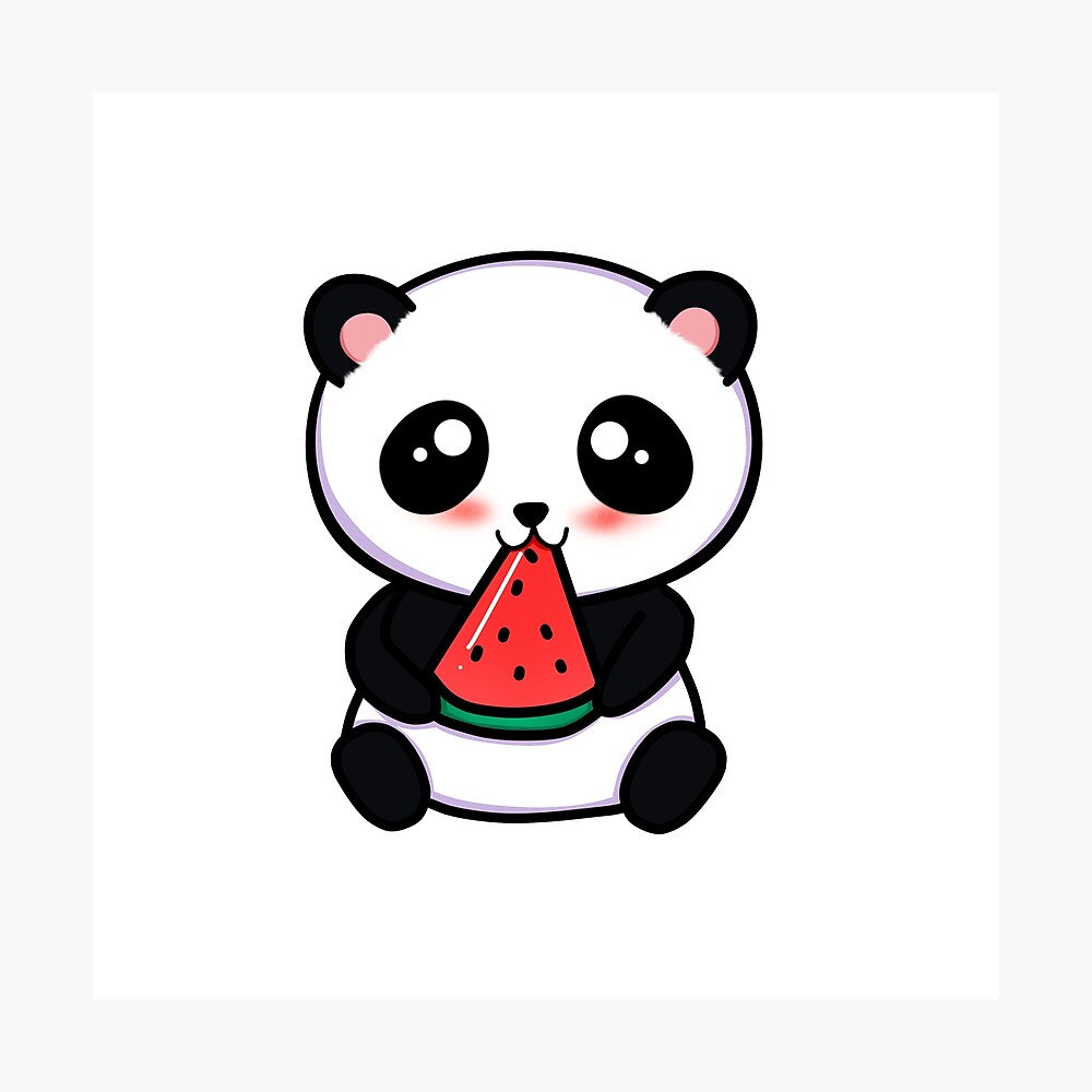 Panda Eating Watermelon  Poster