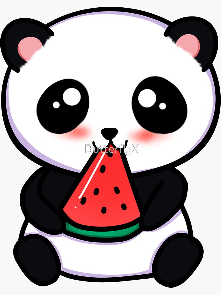 "Panda Eating Watermelon " Sticker for Sale by ButterflyX | Redbubble