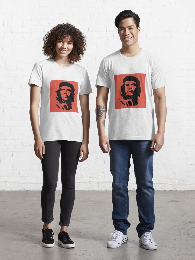 Che Guevara Unisex T-Shirt Black on Red (Small) 