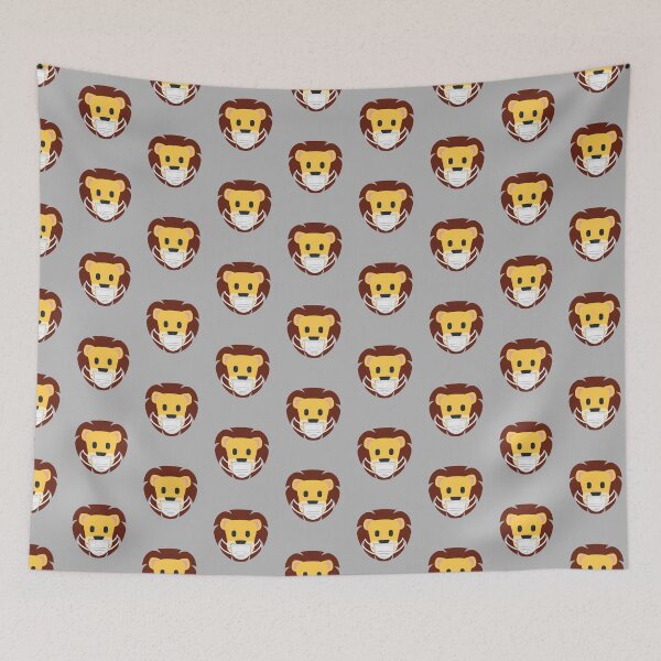 Item preview, Big Face Cute Funny Lion wearing a face mask designed and sold by Rhu Creations.