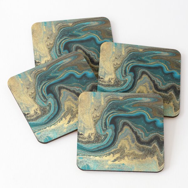 Item preview, Black Gold and Turquoise Abstract Art  designed and sold by TriadArtDesign.